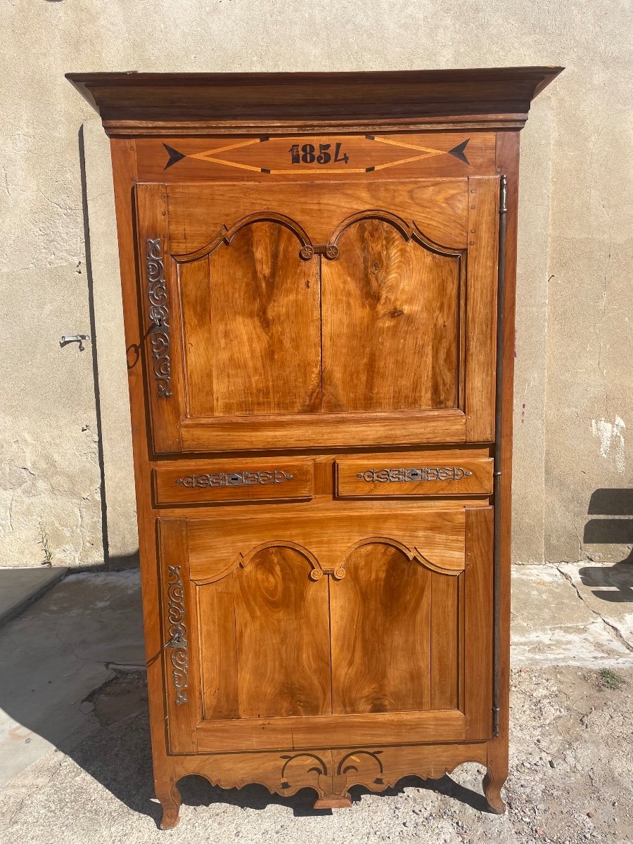 Cabinet Louis XV En Noyer D’époque, XIXém Siècle.