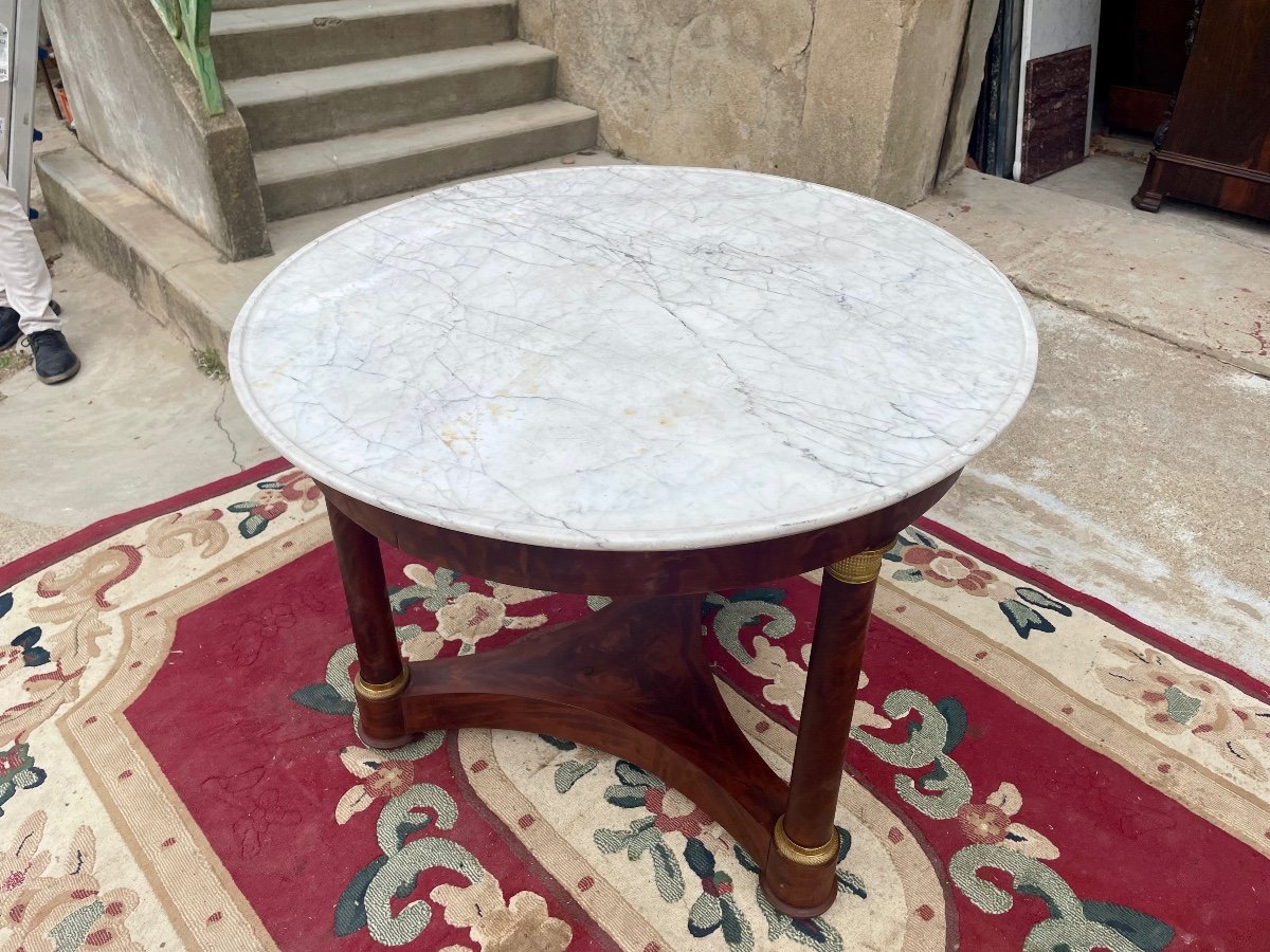 19th Century Empire Mahogany Pedestal Table.-photo-4