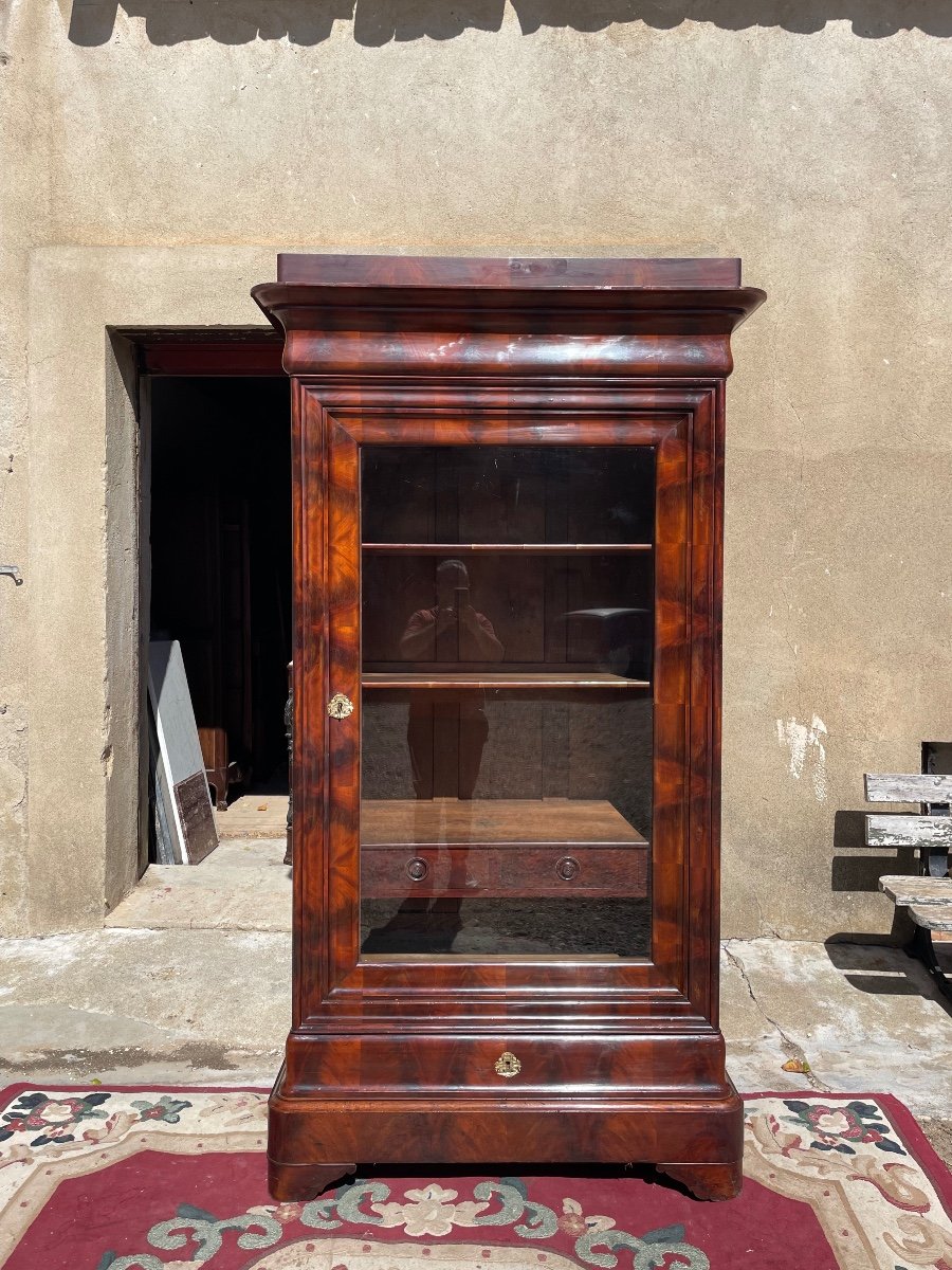 Library,,, Restoration In Mahogany, Flamed, 19th Century -photo-2