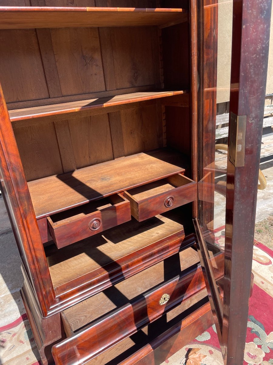 Library,,, Restoration In Mahogany, Flamed, 19th Century -photo-1