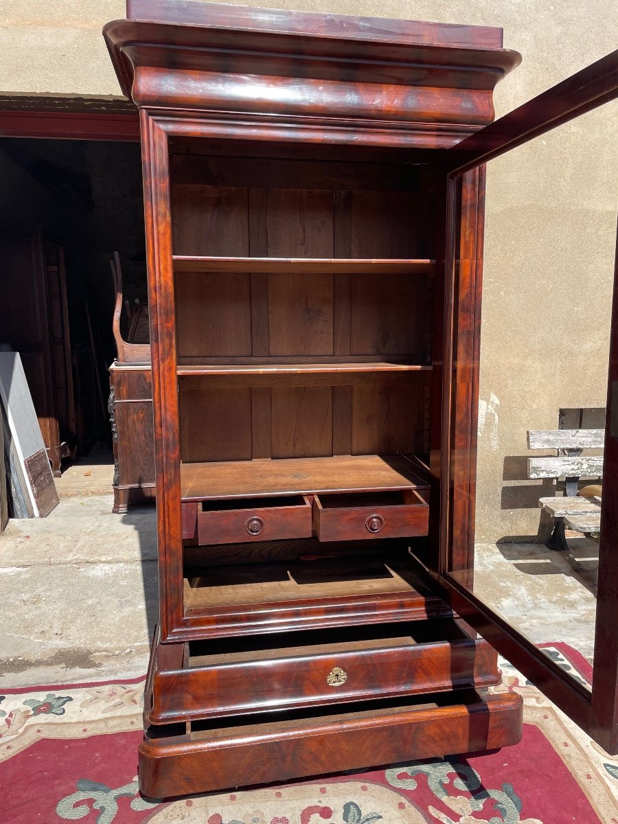 Library,,, Restoration In Mahogany, Flamed, 19th Century -photo-3