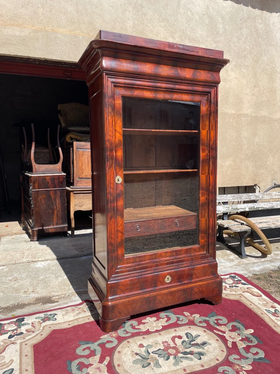 Library,,, Restoration In Mahogany, Flamed, 19th Century 