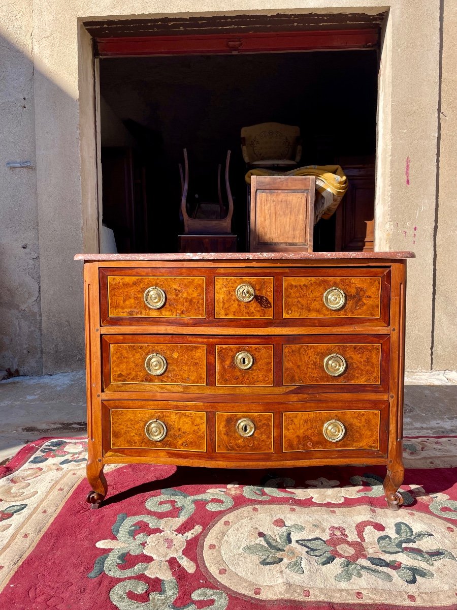 Commode, GAlbée Louis XV En , Noyer  D’époque XVIIIem Siècle.-photo-2