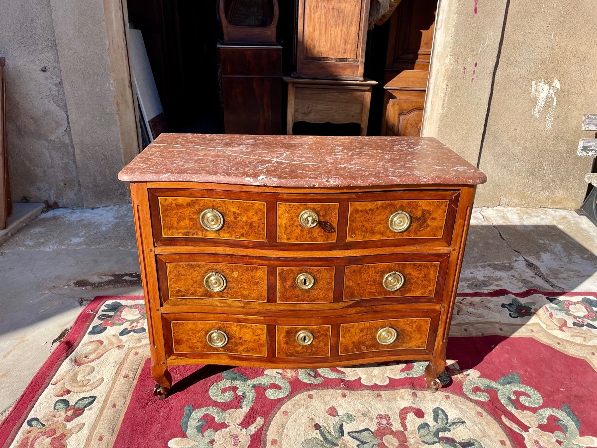 Commode, GAlbée Louis XV En , Noyer  D’époque XVIIIem Siècle.-photo-3