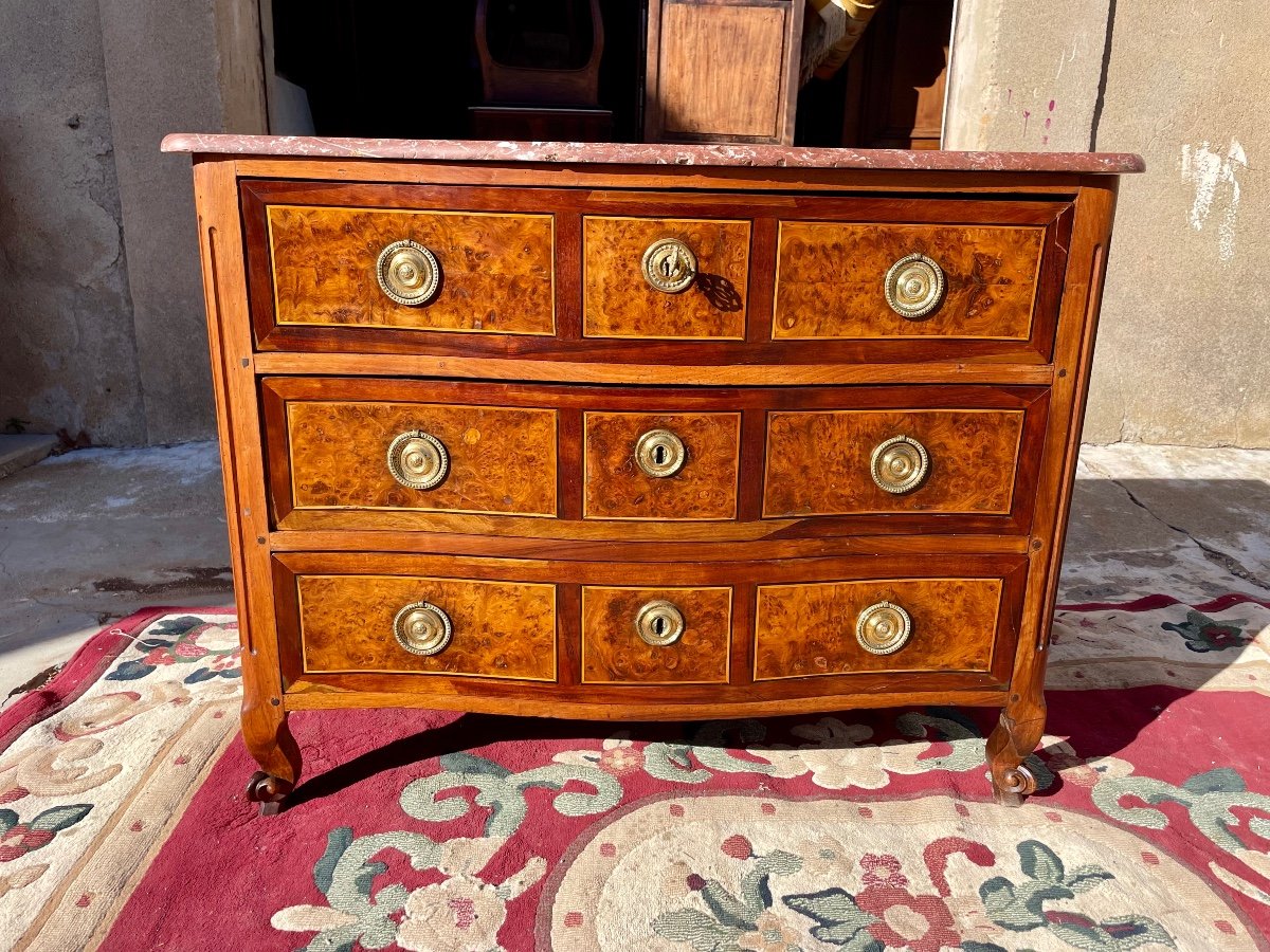 Commode, GAlbée Louis XV En , Noyer  D’époque XVIIIem Siècle.-photo-4