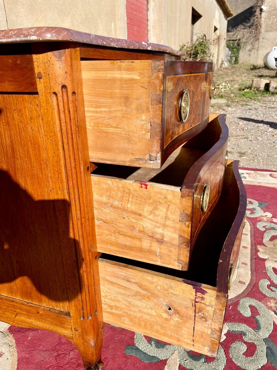 Commode, GAlbée Louis XV En , Noyer  D’époque XVIIIem Siècle.-photo-2