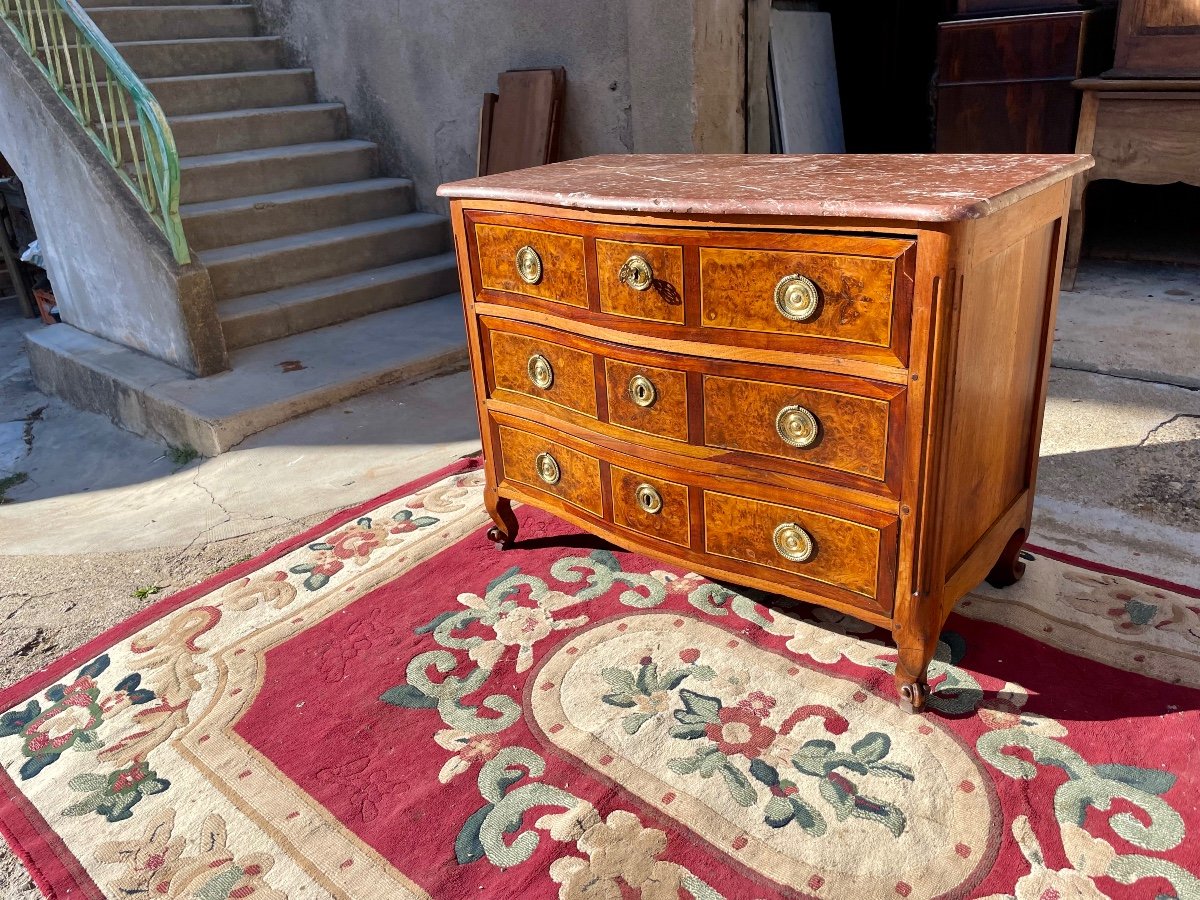 Commode, GAlbée Louis XV En , Noyer  D’époque XVIIIem Siècle.-photo-5