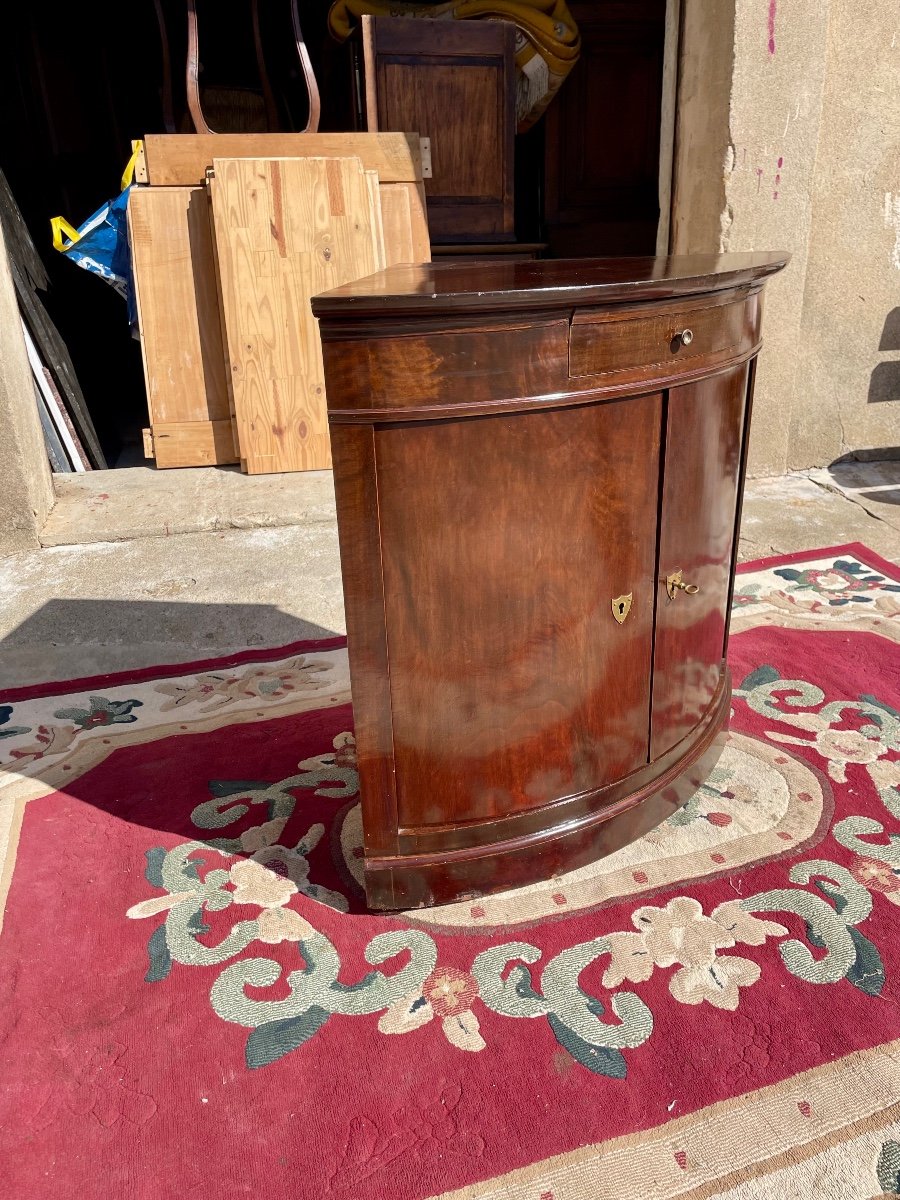 Curved Restoration Corner Cabinet In Flamed Mahogany From The 19th Century -photo-3