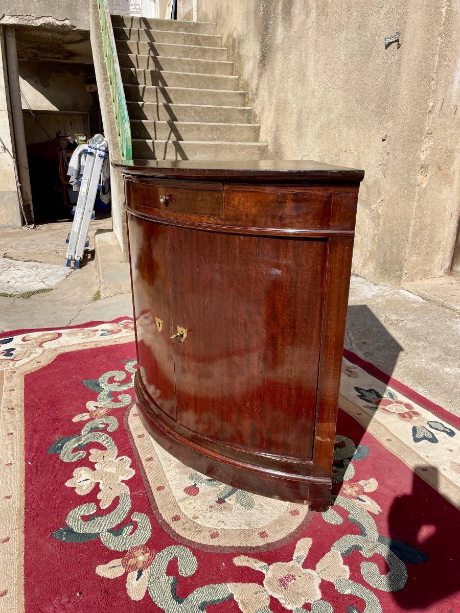 Curved Restoration Corner Cabinet In Flamed Mahogany From The 19th Century -photo-2