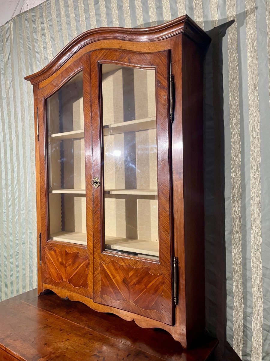 Vitrine, Bibliothèque,,, Louis XV, En Marqueterie , Bois De Rose  D époque  XVIIIem Siècle.-photo-3