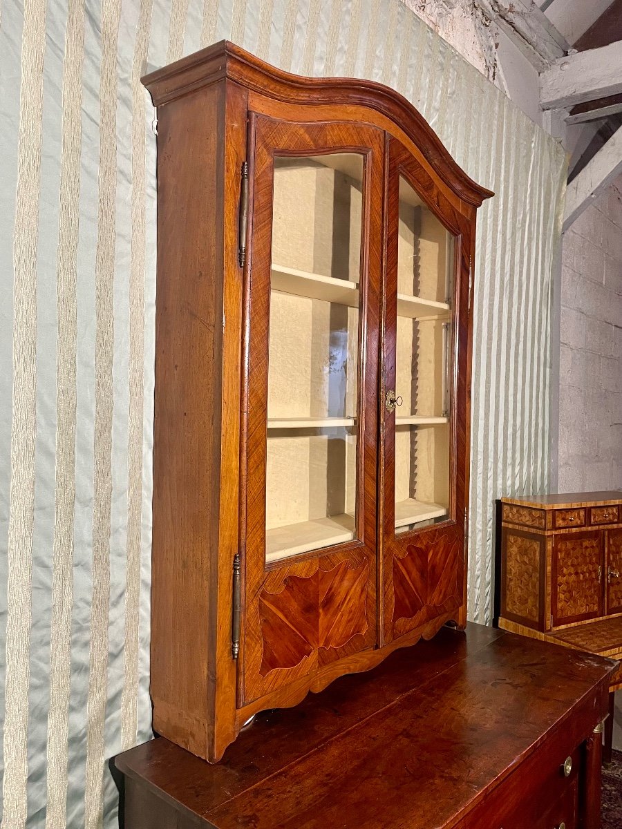 Display Cabinet, Bookcase, Louis XV, In Marquetry, Rosewood, 18th Century.-photo-1