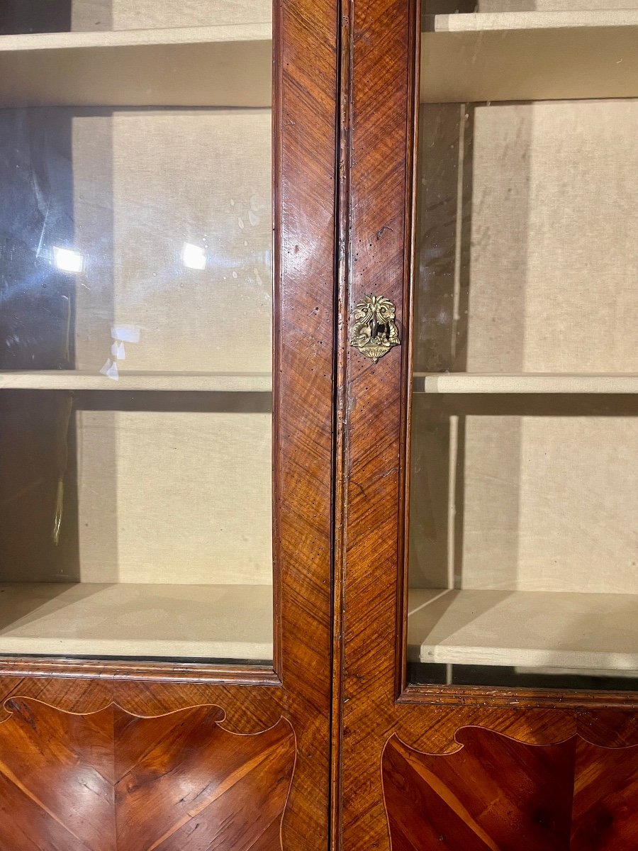 Display Cabinet, Bookcase, Louis XV, In Marquetry, Rosewood, 18th Century.-photo-6