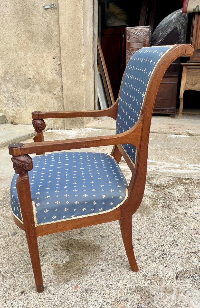 Fauteuil, Empire, Retour égypte, En Acajou D’époque XIXé Siècle.-photo-7