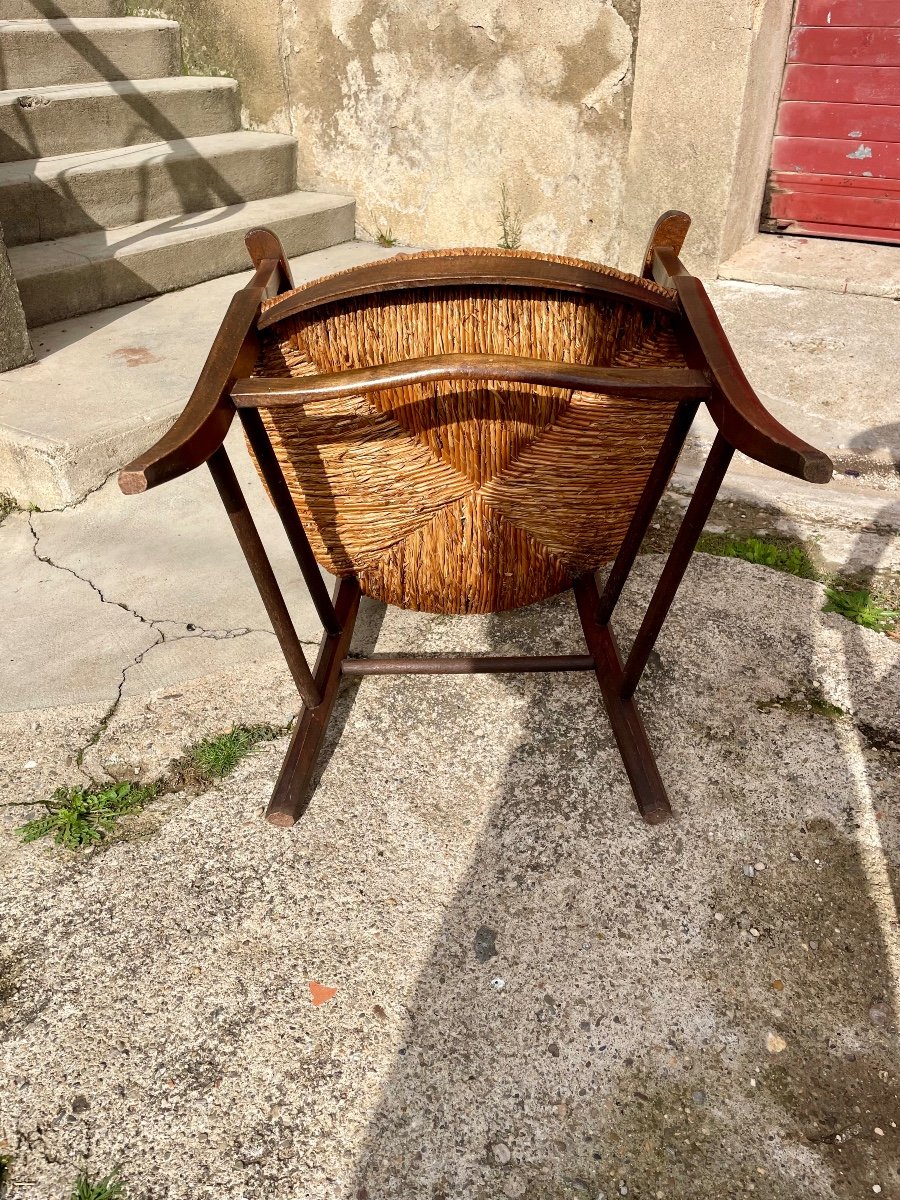 Set Of Three Provencal Walnut Armchairs From The 19th Century. -photo-1