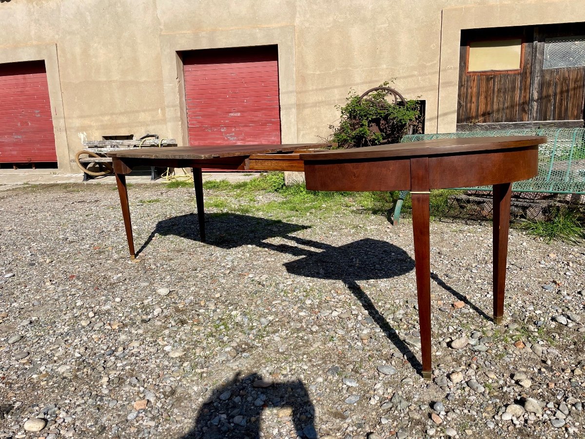 Table Salle à Manger à Bandeau Louis XVI, En Acajou D’époque XIXé Siècle.-photo-3