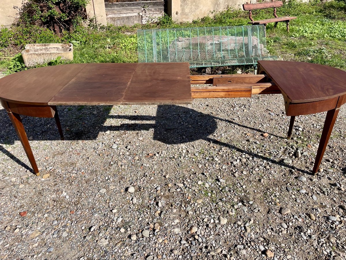 Table Salle à Manger à Bandeau Louis XVI, En Acajou D’époque XIXé Siècle.-photo-4