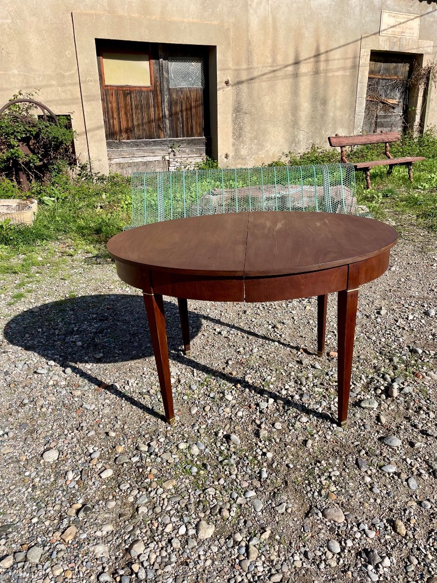 Table Salle à Manger à Bandeau Louis XVI, En Acajou D’époque XIXé Siècle.-photo-1