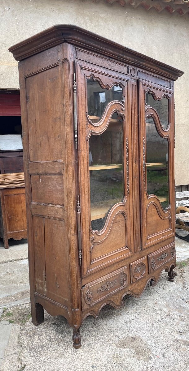 Bibliothèque,,,, Vitrine, Louis, XV,en Chêne , D’époque XVIIIem Siècle.-photo-1