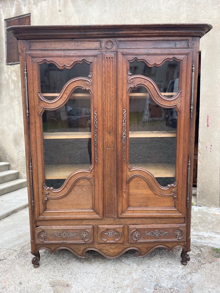 Bibliothèque,,,, Vitrine, Louis, XV,en Chêne , D’époque XVIIIem Siècle.