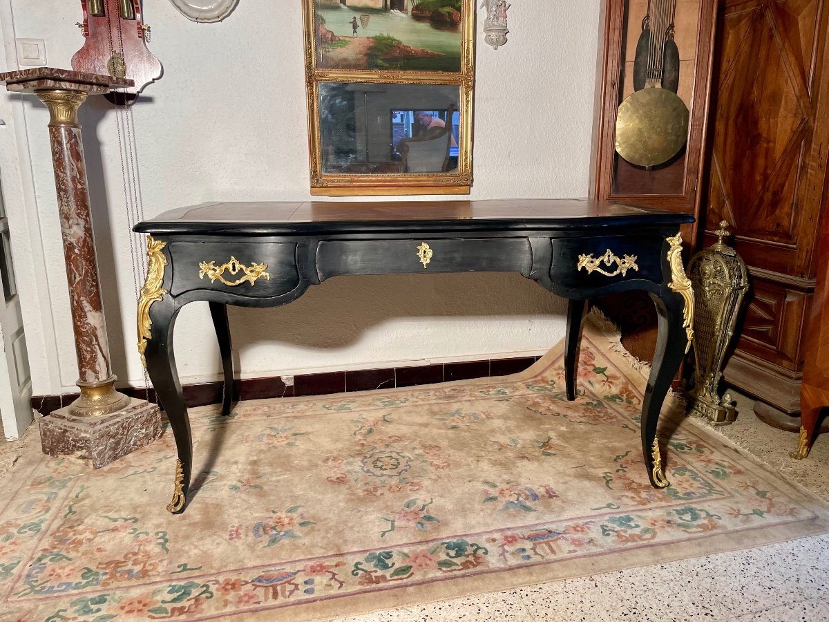 Bureau,, Louis, XV , ,en Bois, Noirci Et D’époque XIXem Siècle.