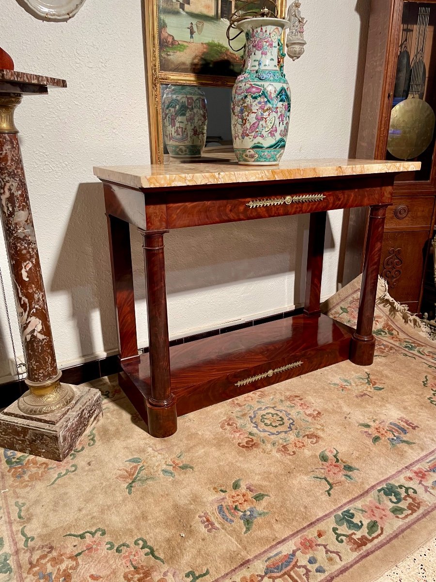 Console, Empire In, Mahogany, Flamed, Stamped Durant, 19th Century.-photo-3