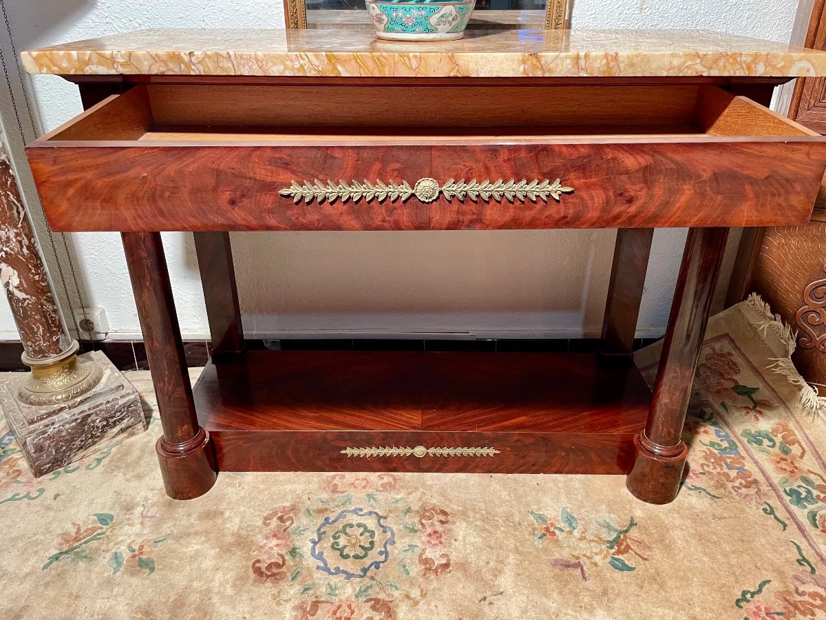 Console, Empire In, Mahogany, Flamed, Stamped Durant, 19th Century.-photo-2