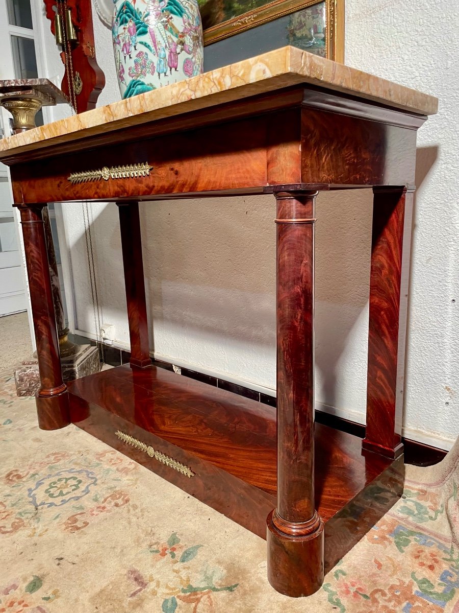 Console, Empire In, Mahogany, Flamed, Stamped Durant, 19th Century.-photo-3