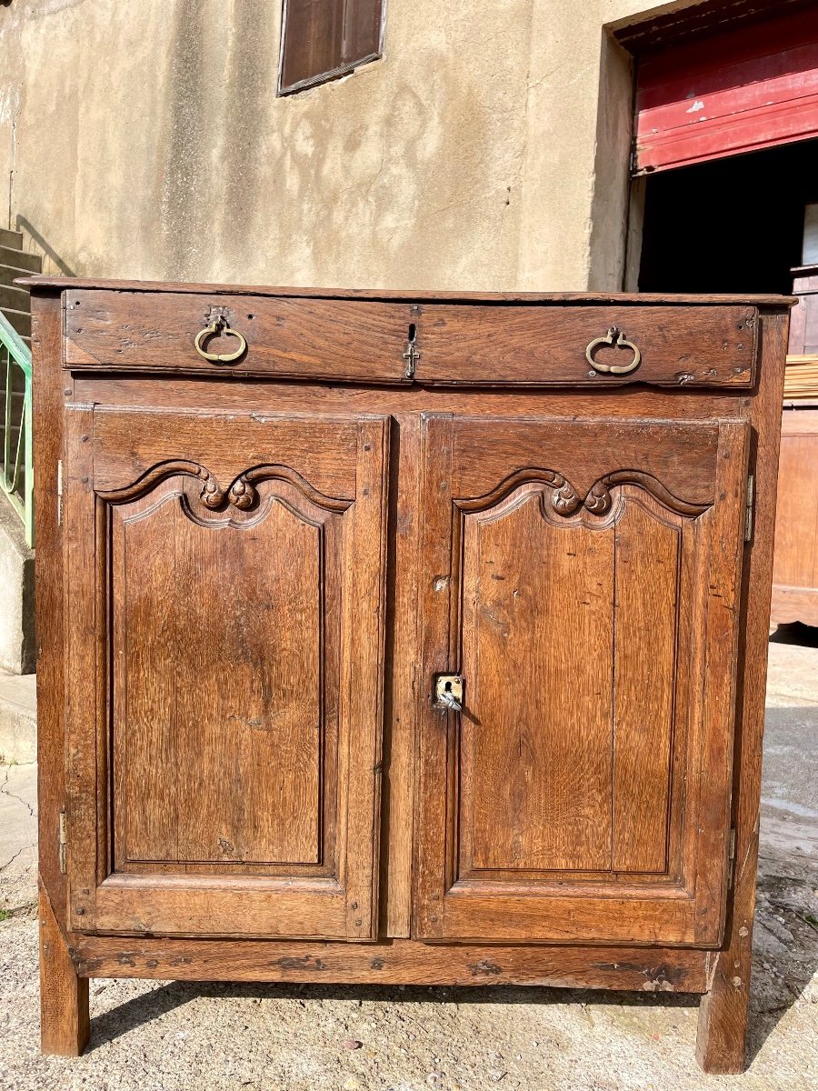 Louis XIV Regency Two-door Sideboard In 18th Century Oak.-photo-3