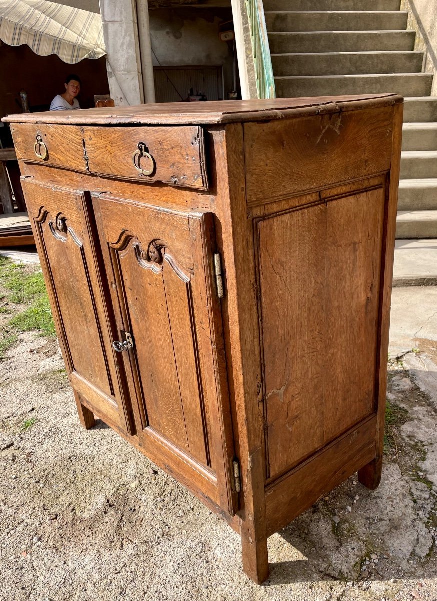 Louis XIV Regency Two-door Sideboard In 18th Century Oak.-photo-4