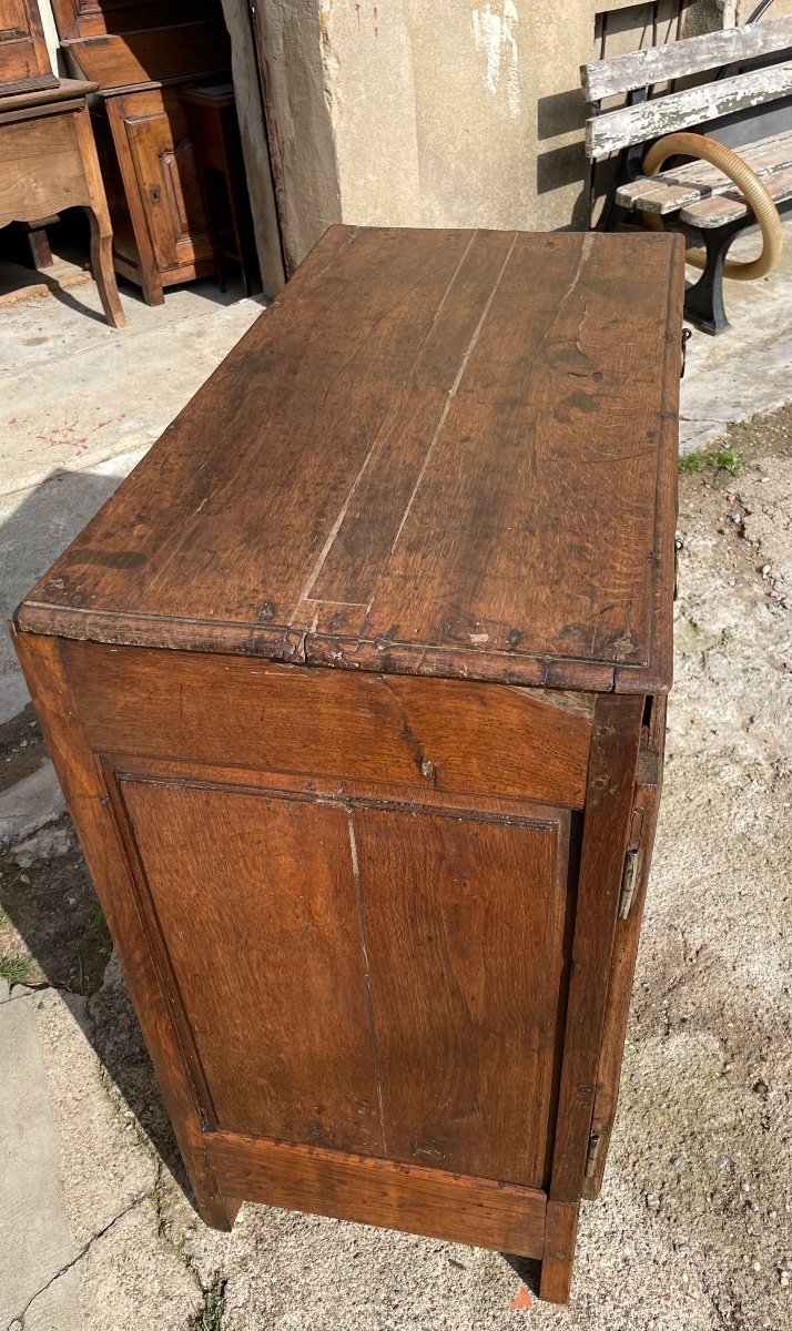 Louis XIV Regency Two-door Sideboard In 18th Century Oak.-photo-5