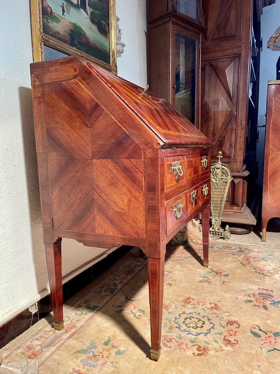 Bureau,,, à Pente Secrétaire, Louis XVI  En Marqueterie D époque XVIIIem Siècle.-photo-1