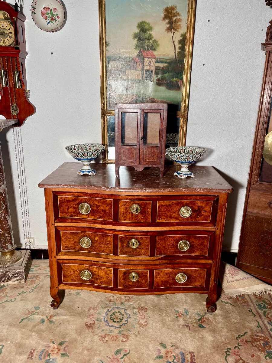 Chest Of Drawers, Curved, Louis XV, In Walnut, 18th Century.-photo-2