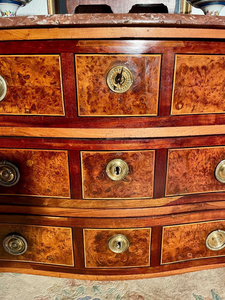 Chest Of Drawers, Curved, Louis XV, In Walnut, 18th Century.-photo-2