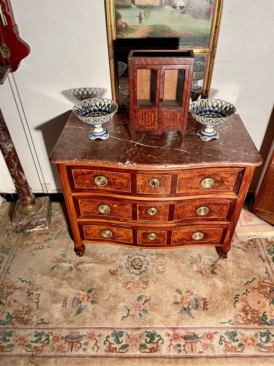 Chest Of Drawers, Curved, Louis XV, In Walnut, 18th Century.-photo-4