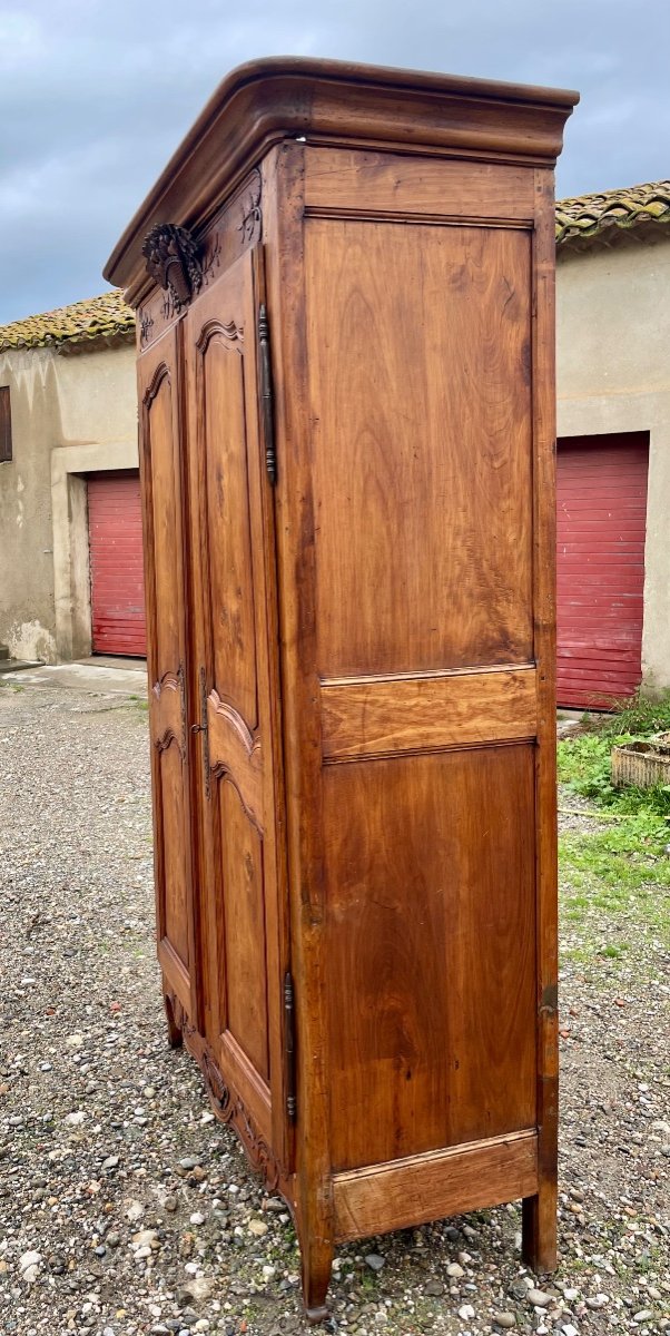 Louis XV Arlesian Provencal Wardrobe In Walnut, 18th Century.-photo-2