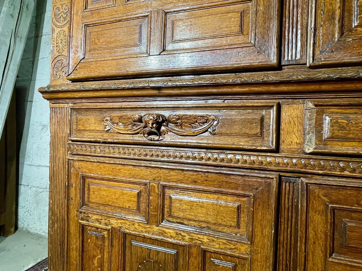 Buffet, Four Doors In Oak, Louis XIII Period, 18th Century.-photo-2