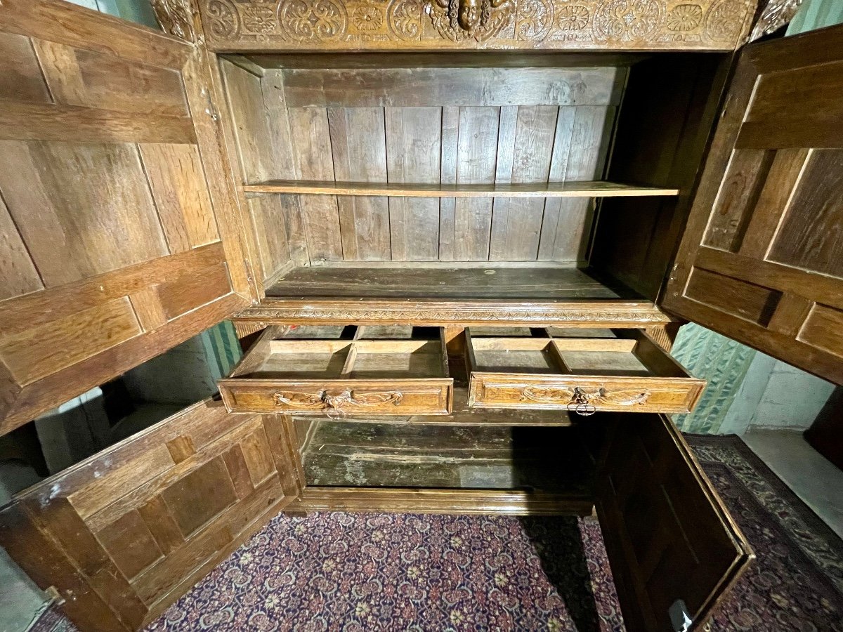 Buffet, Four Doors In Oak, Louis XIII Period, 18th Century.-photo-3