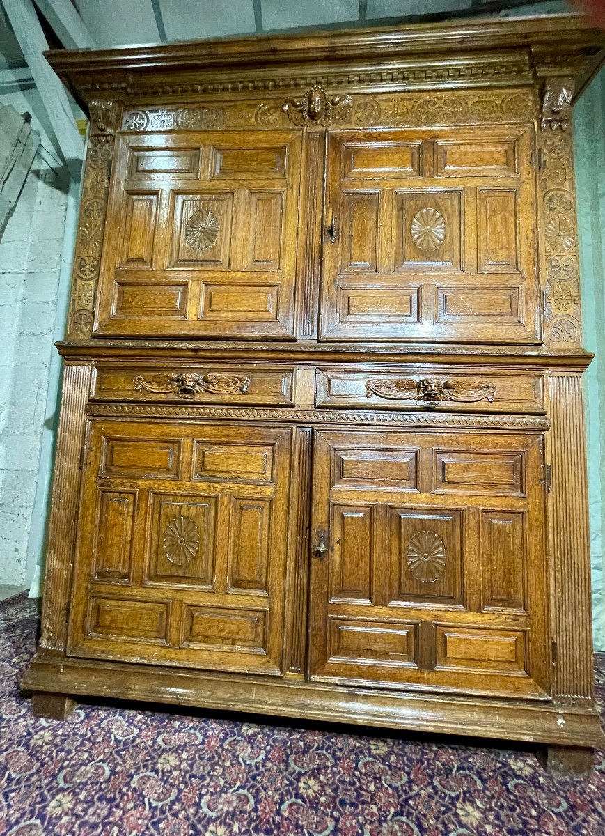 Buffet, Four Doors In Oak, Louis XIII Period, 18th Century.-photo-6