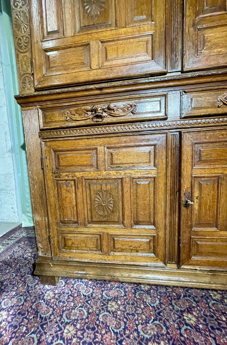 Buffet, Four Doors In Oak, Louis XIII Period, 18th Century.-photo-8