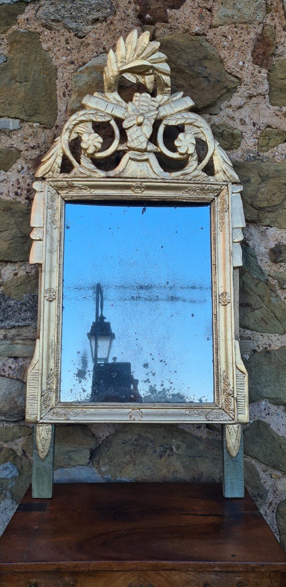 Miroir Murale Louis XVI En Bois Doré d'époque XVIII