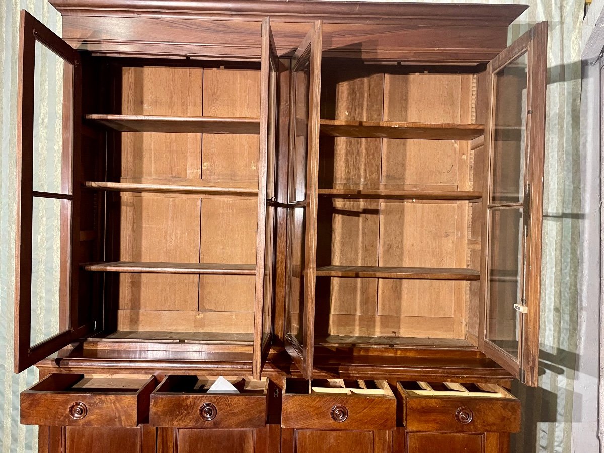 Buffet, Eight Doors Library,,, Restoration In Walnut, 19th Century.-photo-3