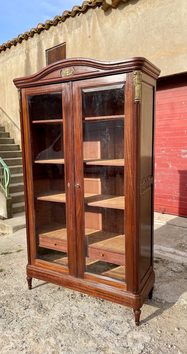 Louis XVI Mahogany Display Cabinet Library, 19th Century.-photo-3