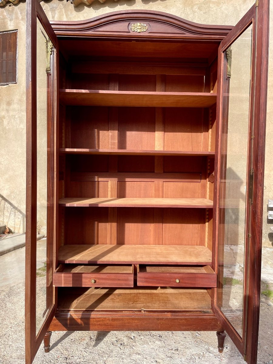 Louis XVI Mahogany Display Cabinet Library, 19th Century.-photo-6