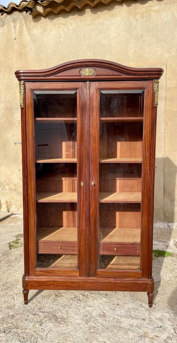 Louis XVI Mahogany Display Cabinet Library, 19th Century.