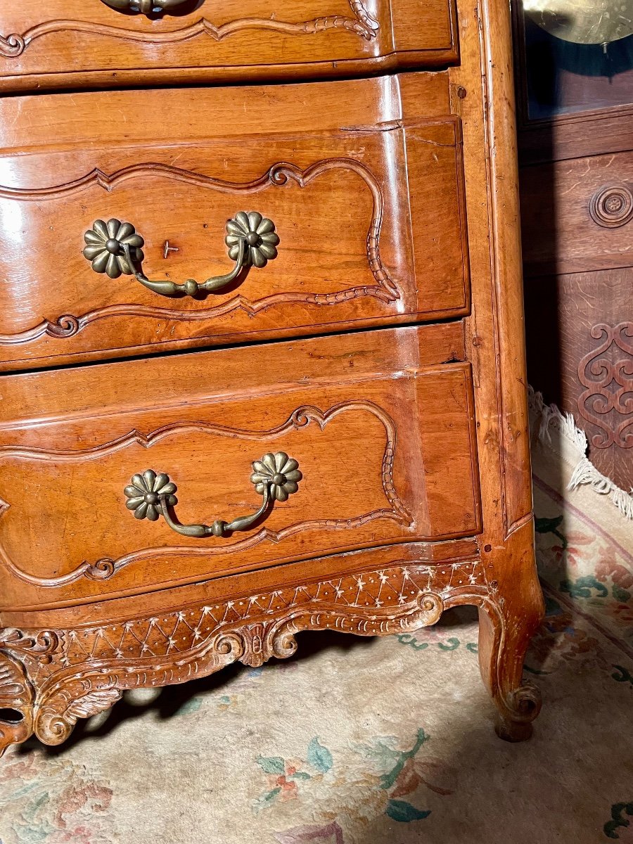 Crossbow Chest Of Drawers, Lyonnaise, Regency In Walnut From The 18th Century.-photo-2