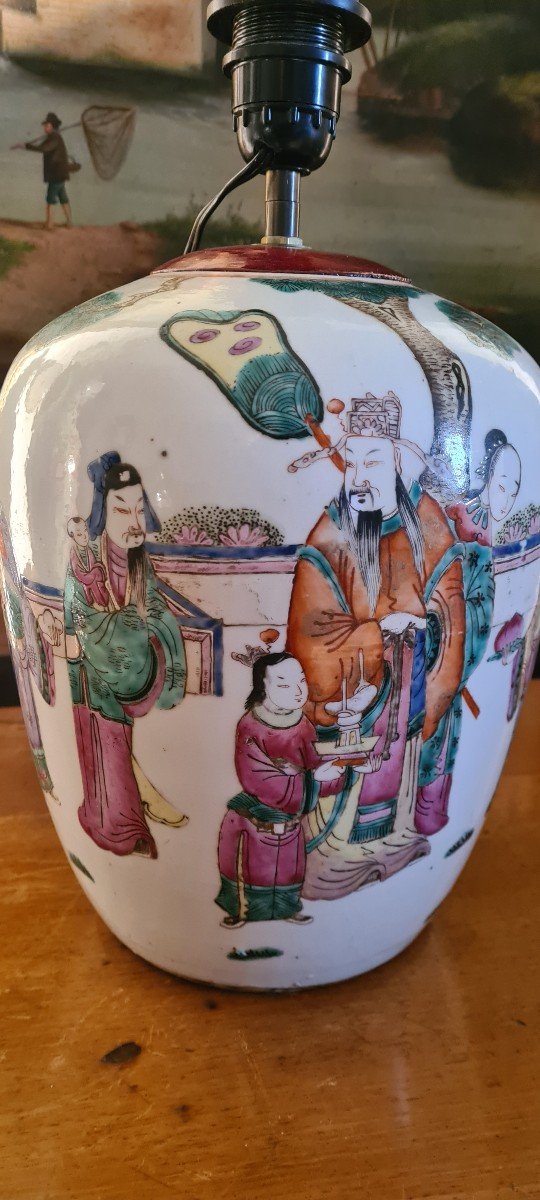 Vase, Chinese Porcelain Lamp Base, 19th Century -photo-1