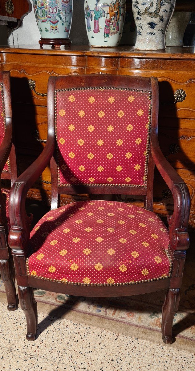 Pair Of 19th Century Mahogany Restoration Armchairs-photo-3