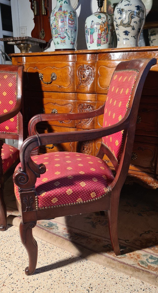 Pair Of 19th Century Mahogany Restoration Armchairs-photo-4