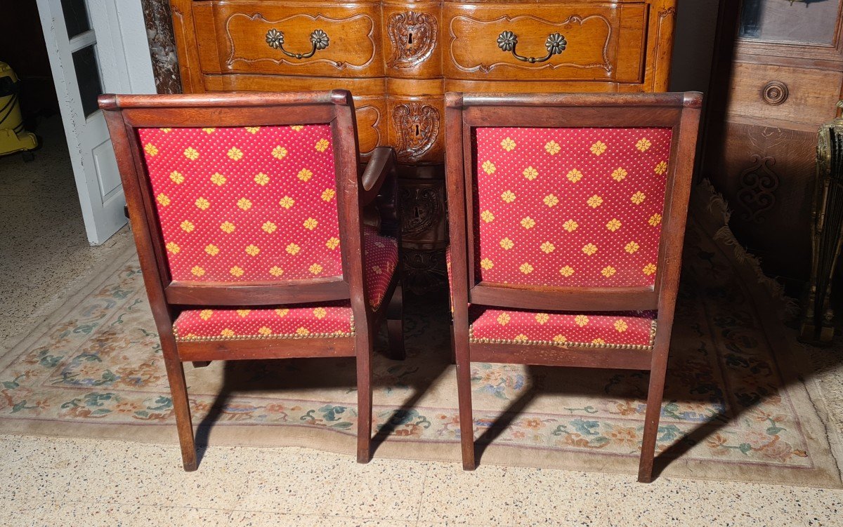 Pair Of 19th Century Mahogany Restoration Armchairs-photo-2