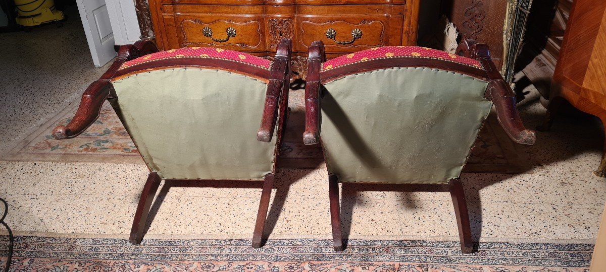 Pair Of 19th Century Mahogany Restoration Armchairs-photo-3